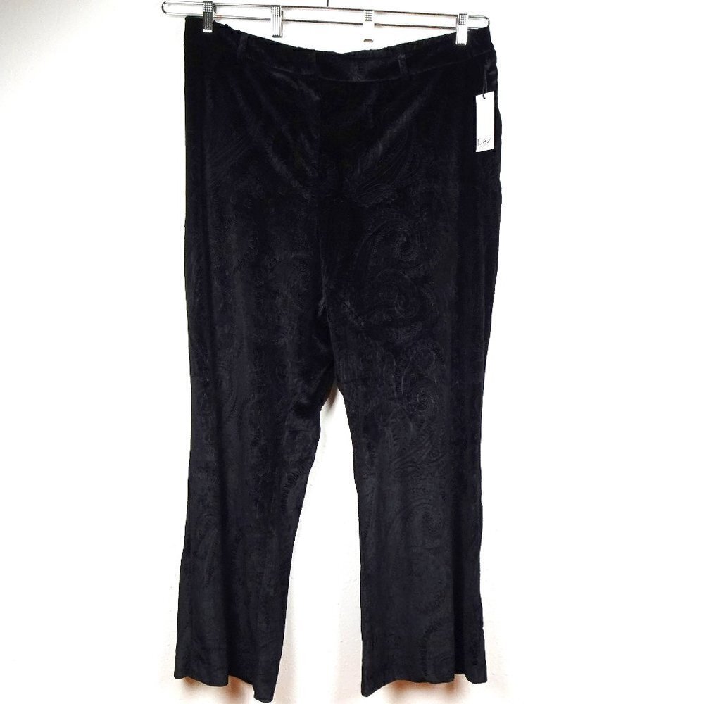 Dex Plus Velvet Pants Women's Plus Size 3X Black Paisley Textured
